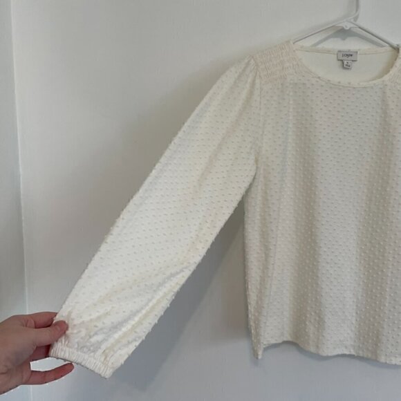 J. CREW FACTORY Long Sleeve Clip Dot Top Cream Ivory Off White ? Textured Blouse - Picture 8 of 13